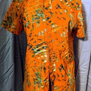 Vibrant Orange Patterned Shirt